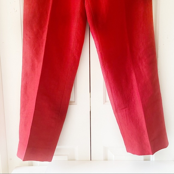 Evelyn & Arthur Womens Red Linen Silk Lined Dress Pants Slacks Trousers Size 8 - Picture 6 of 11